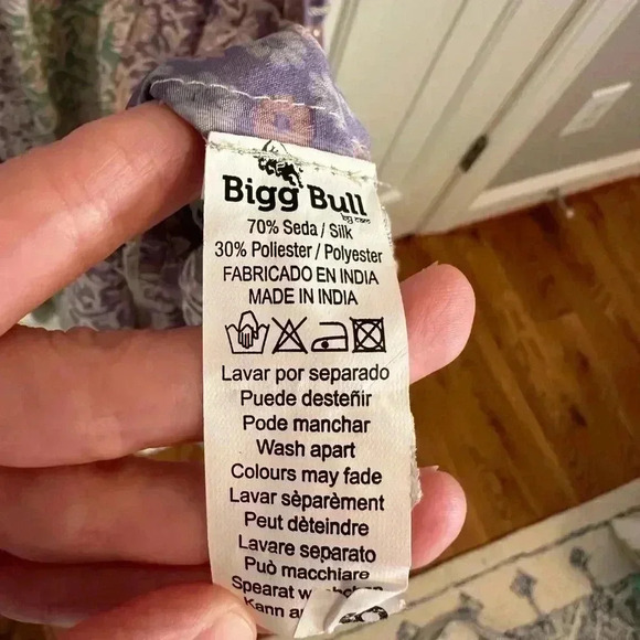 Bigg Bull by Cam Kimono Maxi Dess Green and Purple Metallic one size Silk blend - Picture 7 of 13